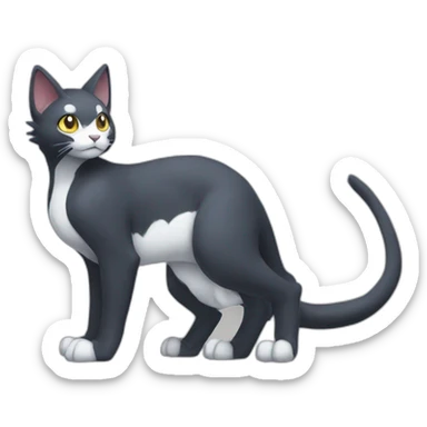 Sitting-Black-and-White-face-cat-dragon-type-pokemon sticker