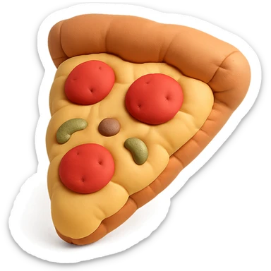 plushie style slice of pizza, soft and cute, cushion style sticker