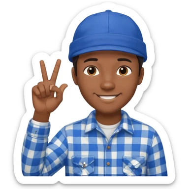 Emoji of a young man with dark hair, wearing a blue cap and a white flannel shirt, the young man is making a "like" gesture with his right hand sticker