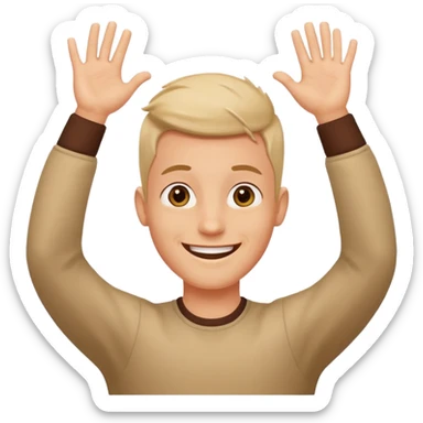 gleeful guy with hands above head sticker