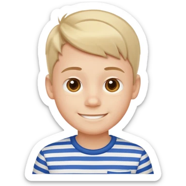 Smiling boy in striped shirt sticker