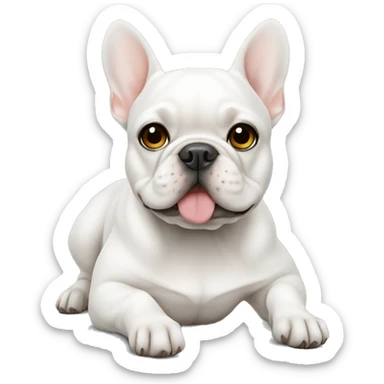 White Frenchie laying sticker