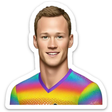 Disco Jonathan Toews wearing rainbow lace shirt sticker