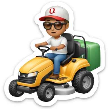 Man riiding a lawn mower sticker