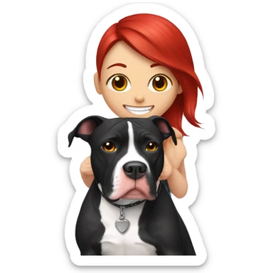 Black and white pitbull with red head girl owner sticker