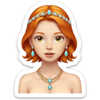 portrait of a ginger girl with jewelry sticker