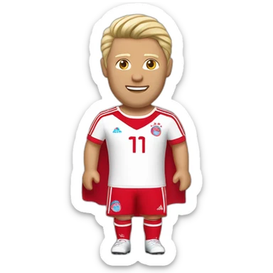 un mec qui s'appelle Simon qui est blond au cheveux lisse avec un maillot du Bayern Munich sticker