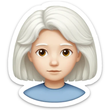 Make a whit circle with a white trapezoid under it and white puffy hair on top the circle  sticker