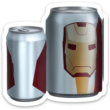 a can of a drink called iron man sticker