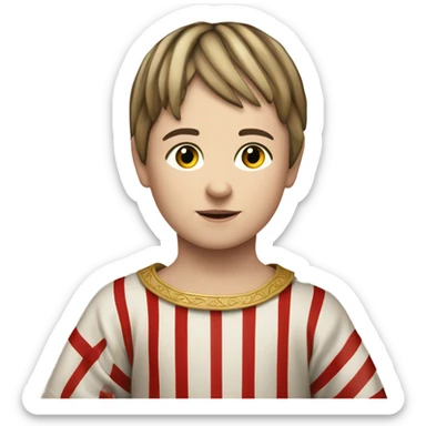11th century european child with tunic with horizontal white and red stripes sticker