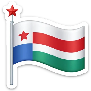 a flag with a distinctive design, featuring three horizontal stripes and a triangular section in the lower left corner. The top stripe is red, the middle stripe is green, and the lower left triangular section is blue, adorned with a white star. sticker