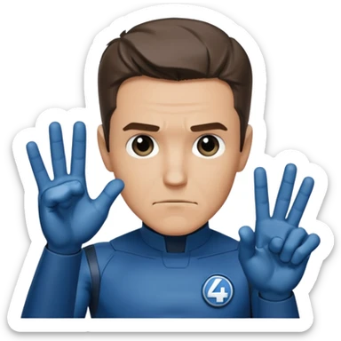 Reed Richard’s from the Fantastic 4 holding up 4 fingers thumb down out in front of himself  sticker