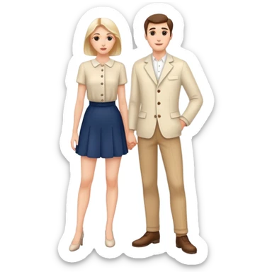 french pair men and woman photorealistic standing on feet sticker