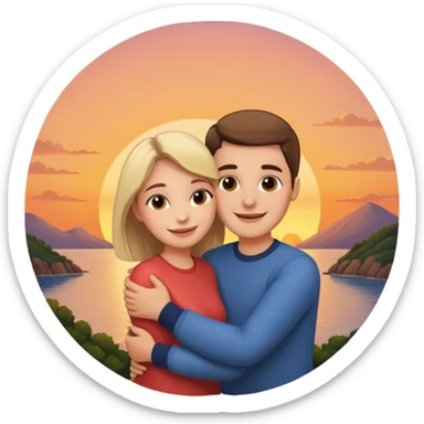 Me and my girlfriend hugging watching sunset sticker