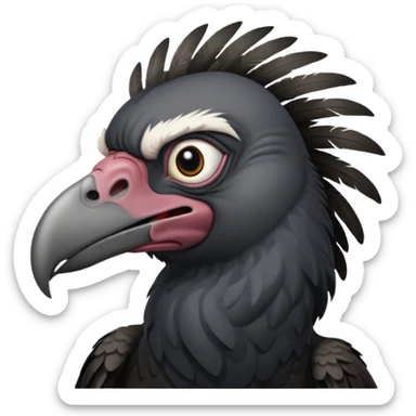   Old black angry  vulture looking to front sticker