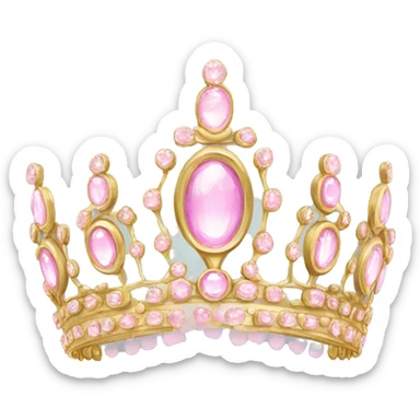 Gold tiara with light pink jewels sticker