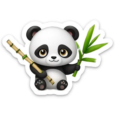 A PANDA WITH A BAMBOO STICK IN HIS HANDS IN A FALL THEME sticker