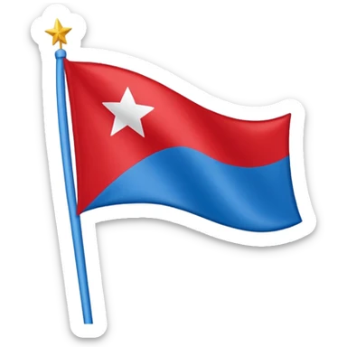 Bandeira vermelha, com uma faixa branca na diagonal, e uma estrela azul no meio sticker