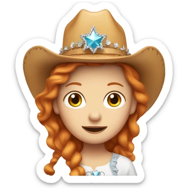Ginger girl with cowboy hat and tiara sticker