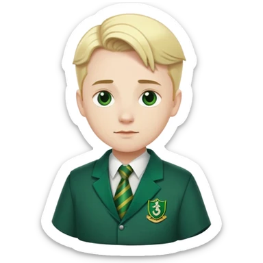 pregnant man in Slytherin uniform, short slicked-back blonde hair, pale skin sticker