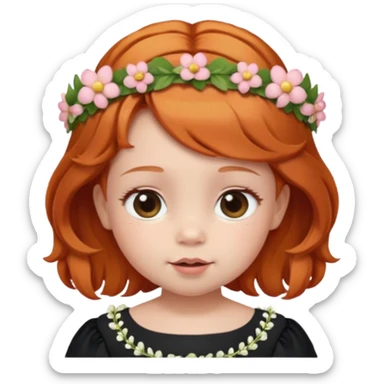 baby with flower tiara ginger sticker