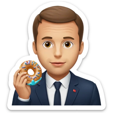 Emanuel macron qui mange un donute sticker