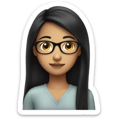 A girl with long black hair and glasses who needs mental health services sticker