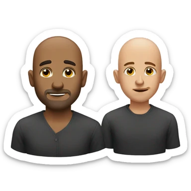 Handsome bald man and ugly bald man sticker