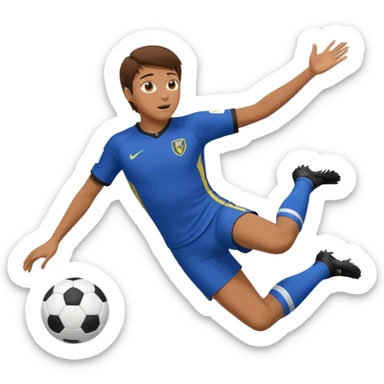 File brown hair saving a goal in soccer diving in the air  sticker