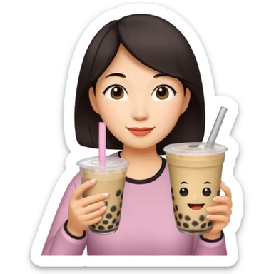 Mom drinking boba tea sticker