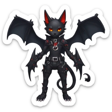 cool edgy black punk red ethereal fantasy nargacuga-bat-cat-Fakemon collar harness full body sticker