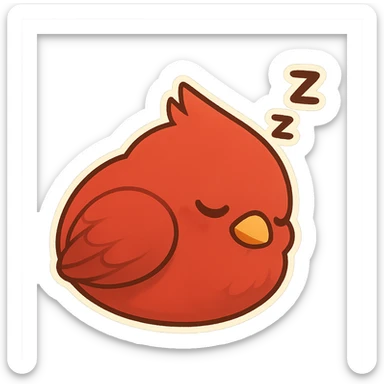 chick cardinal sleeping curled up, Z bubbles, cozy rounded shape sticker
