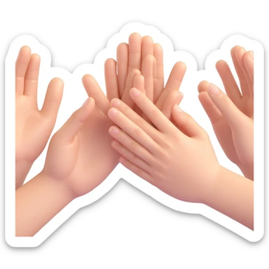 Realistic hands clapping, joyful celebration, focus on hands, motion blur, bright background sticker