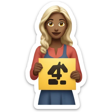 Woman holding 4b movement sign sticker