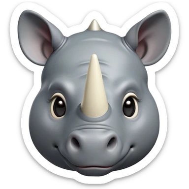 cinematic-cute-rhinoceros-zomed-out-portrait-emoji,-head-tilted-playfully-and-inquisitively,-featuring-a-rugged,-glossy-slate-gray-hide-with-a-gentle,-rounded-ivory-horn-and-round,-sparkling-eyes-filled-with-curious-wonder, sticker