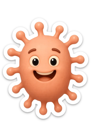 EMOJI STILE IPHONE DI 6 
BATTERI INTESTINALI ROSA SALMONE FELICI CHE FLUTTUANO IN ARIA, IPERREALISTICO 4K sticker