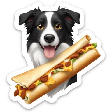 border collie eating crunchwrap sticker
