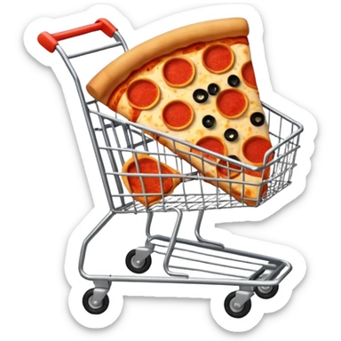 carrello della spesa con pizza oppure vuoto sticker