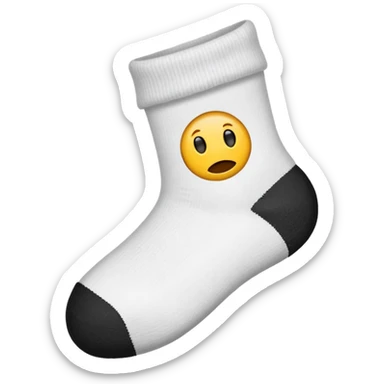 minimal emoji, white sock, hole at big toe, slightly frayed edges sticker