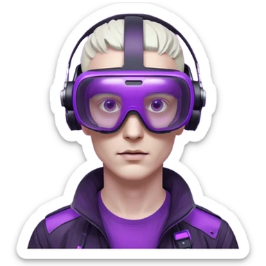 Cyberpunk man fappy head 3d puruple cyber VR -glasses only face sticker