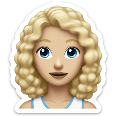 blonde mom has blue eyes with beige poodle  sticker