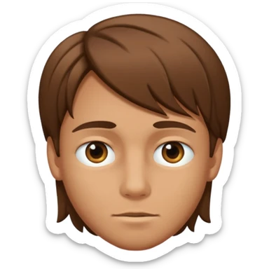 Young tan boy with semi long brown hair over his one eye  sticker