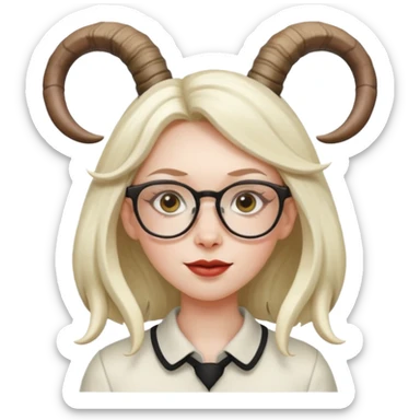 woman with goat horn and eyeglasses sticker