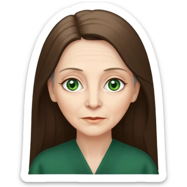 Pretty older woman with green eyes and long straight Ash-brown hair  sticker