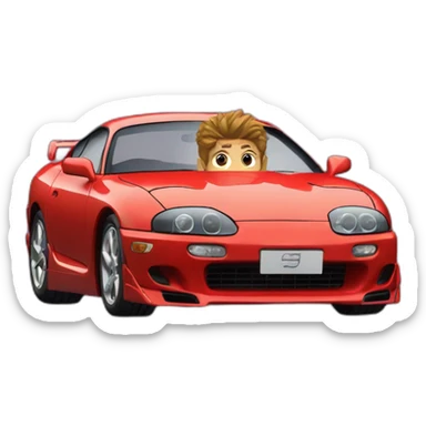 A super man in extra super speeded Toyota supra mk4 car sticker