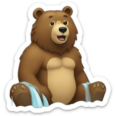 A bear in a waterfall sticker
