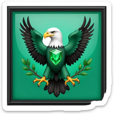 Game of thrones style eagle Sigil in green Colors in a square picture frame sticker