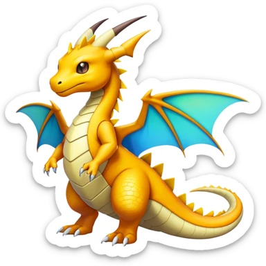  exotic colorful futuristic modern cyber-Dragonite-Fakémon-Digimon-Trico-Vernid-creature sticker
