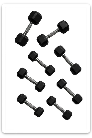 manubri da palestra cadono dall'alto verticalmente, isolata su sfondo bianco sticker