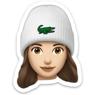 Brunette lacoste beanie with lacoste sticker
